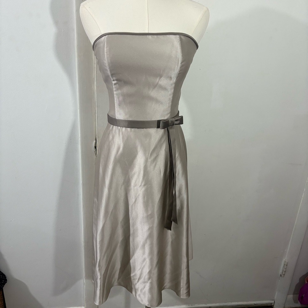 Scott McClintock Satin Beige Cream Strapless Dress Bridal Shower Wedding Sz 4P
